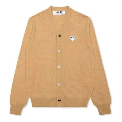 Comme Des Garçons Play Comme Des Garcons Play Cardigan White Heart 'camel' In Brown