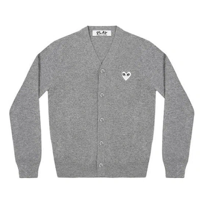 Comme Des Garçons Play Comme Des Garcons Play Cardigan White Heart 'light Grey' In Gray