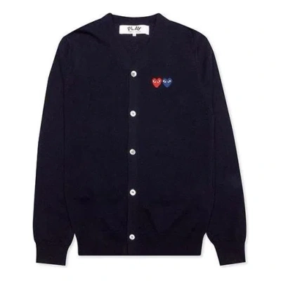 Comme Des Garçons Play Comme Des Garcons Play Cardigan With Double Emblems 'navy' In Black