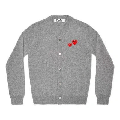 Comme Des Garçons Play Comme Des Garcons Play Cardigan With Double Red Emblem 'grey' In Gray