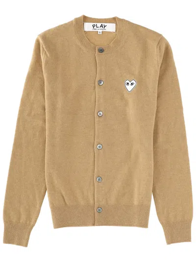 Comme Des Garçons Play Cardigan With Logo Unisex In Gold