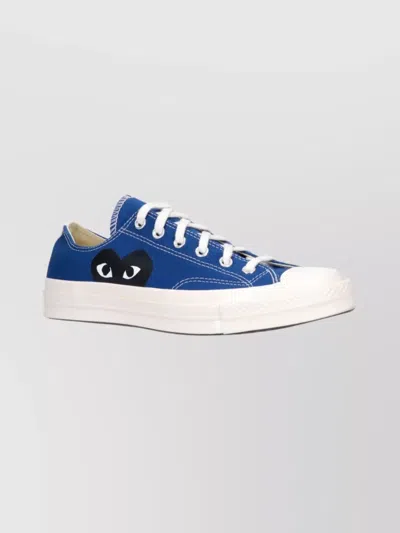 Comme Des Garçons Play Casual Low Top Sneakers With Canvas Upper In Blue