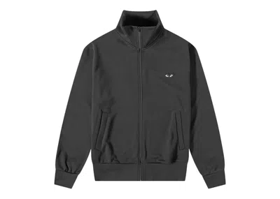 Pre-owned Comme Des Garçons Play Cdg Heart Back Print Track Top In Black