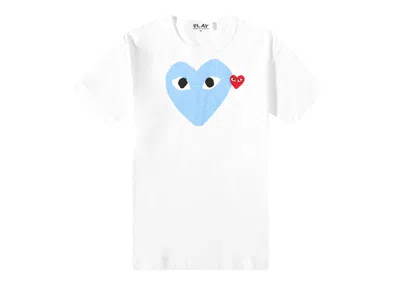 Pre-owned Comme Des Garçons Play Cdg Heart Colour Heart Tee Shirt In White/light Blue/red