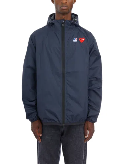 Comme Des Garçons Play Cdg X K-way Hooded Jacket In Blue