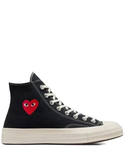 Comme Des Garçons Play Black Cotton Heart Sneakers Comme Des Garcons Play