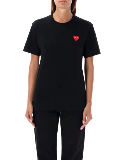 Comme Des Garçons Play Classic Heart Patch Tee In Black