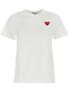 Comme Des Garçons Play White Cotton T-shirt With Crystal Heart In White