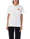 Comme Des Garçons Play White Cotton T-shirt With Crystal Heart In White