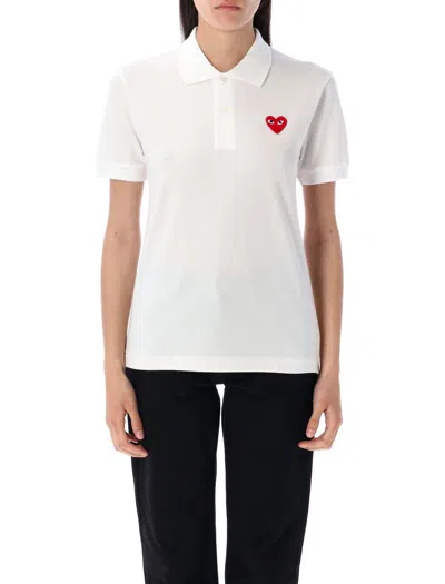 Comme Des Garçons Play Classic Polo Shirt With Red Heart Patch In White