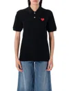 Comme Des Garçons Play Heart Polo Knit Short Sleeves In Black
