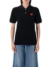 Comme Des Garçons Play Heart Polo Knit Short Sleeves In Black