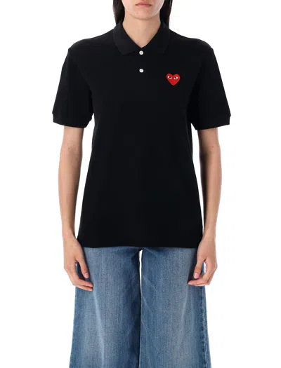 COMME DES GARÇONS PLAY CLASSIC POLO SHIRT WITH RED HEART PATCH