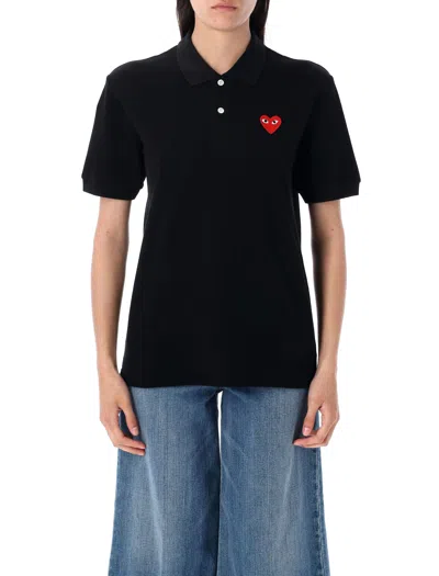 Comme Des Garçons Play Comme Des Garcons Play Classic Polo Shirt With Red Heart Patch - Unisex Sizes S & L In Black