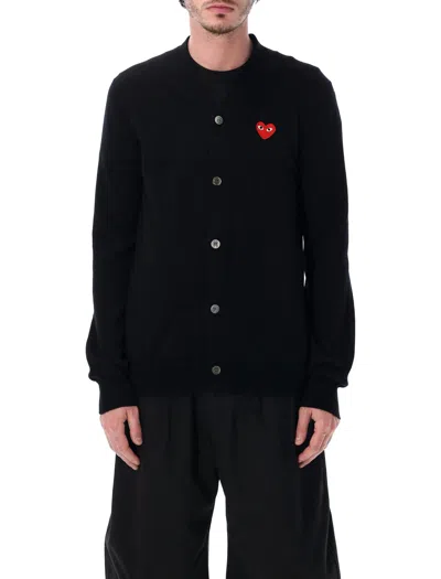 Comme Des Garçons Play Comme Des Garcons Play Classic V-neck Cardigan In Size L In Black