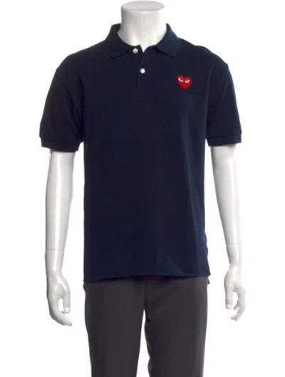 Pre-owned Comme Des Garçons Play Collar Short Sleeve Polo Shirt In Blue