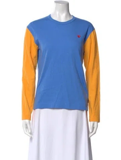 Pre-owned Comme Des Garçons Play Colorblock Pattern Crew Neck T-shirt In Blue