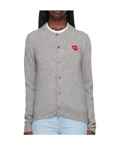 Comme Des Garçons Play Comme Des Gar Ç Ons Play X Invader Logo Cardigan In Gray
