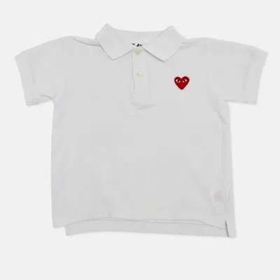 Pre-owned Comme Des Garçons Play Comme Des Garcon Kids White Cotton Polo T-shirt 4yrs