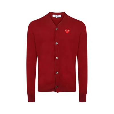 Pre-owned Comme Des Garçons Play Comme Des Garçons Cardigan With Red Heart 'burgundy'