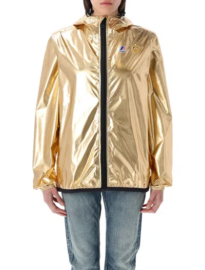 Comme Des Garçons Play  Play Gold Metallic Packable Hooded K-way Jacket In Multi
