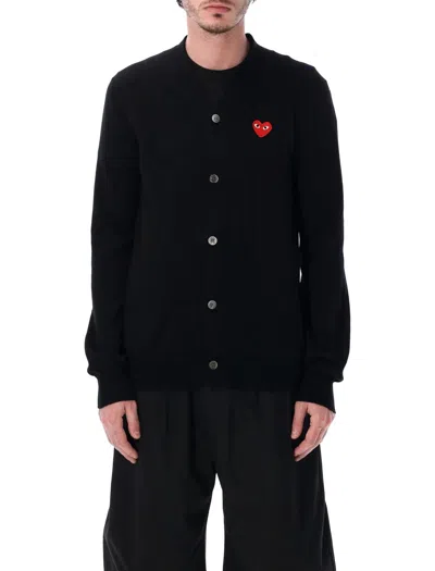 Comme Des Garçons Play Comme Des Garcons Play Play Heart Patch Wool Cardigan In Black