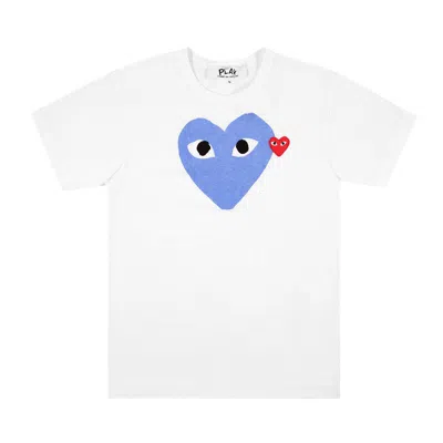Pre-owned Comme Des Garçons Play Comme Des Garçons Short-sleeve Play T-shirt With Blue Heart 'blue/white'