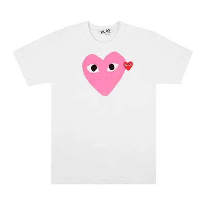 Pre-owned Comme Des Garçons Play Comme Des Garçons Short-sleeve Play T-shirt With Pink Heart 'pink/white'