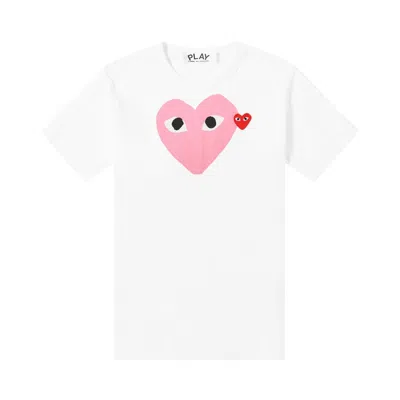 Pre-owned Comme Des Garçons Play Comme Des Garçons Short-sleeve Play T-shirt With Pink/red Heart 'white/pink'