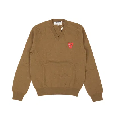 Comme Des Garçons Play Comme Des Gar�ons Play Double Red Heart Knit Sweater - Brown