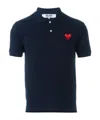 Comme Des Garçons Play Embroidered Heart Polo Shirt In Black