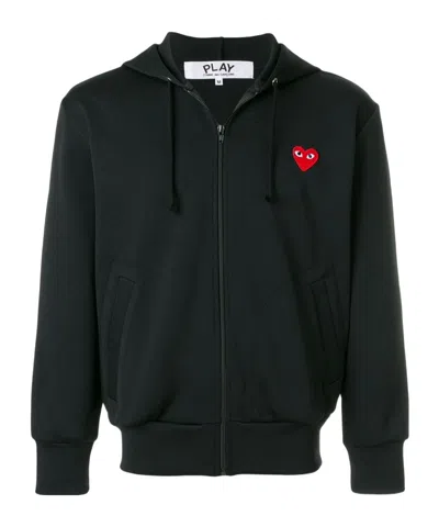 Comme Des Garçons Play Comme Des Gar�ons Play Heart Logo Patch Zip-up Hoodie In Black