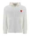 Comme Des Garçons Play Heart-patch Zipped Hoodie In White