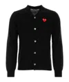 Comme Des Garçons Play Comme Des Garcons Play Men Red Heart Cardigan In Black