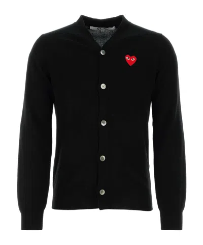 Comme Des Garçons Play Comme Des Garcons Play Men Red Heart Cardigan In Black