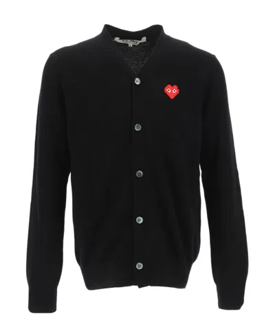 COMME DES GARÇONS PLAY COMME DES GARÇONS PLAY LOGO PATCH BUTTONED CARDIGAN