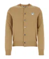 Comme Des Garçons Play Wool Cardigan With Ribbed Cuffs And Hem In Nude