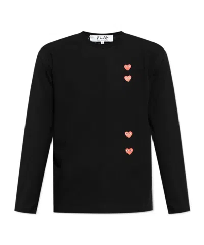 Comme Des Garçons Play Black Vertical Heart Long Sleeve T-shirt In 1 Black