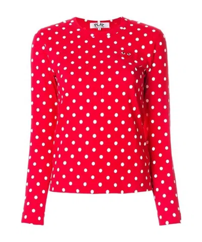 Comme Des Garçons Play Comme Des Garons Play Polka Dot Long-sleeved T-shirt In Red