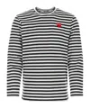 Comme Des Garçons Play Heart-patch Striped Cotton T-shirt In Black