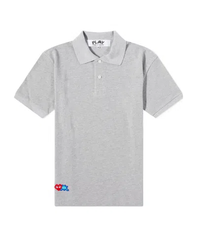 Comme Des Garçons Play X Invader Lapel Polo Shirt In Gray