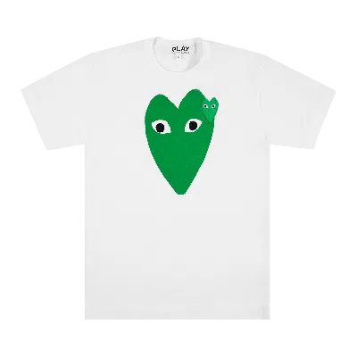 Pre-owned Comme Des Garçons Play Comme Des Gar�ons Short-sleeve Play T-shirt With Large Green Heart 'white/green'