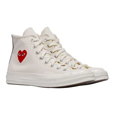 Comme Des Garcons Play Converse Converse Small Red Heart High Top Sneakers In White