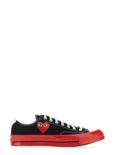 Comme Des Garcons Play Converse Heart Print Flat Sneakers - 2.5 Cm Sole In Black