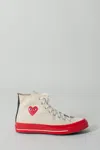 Comme Des Garcons Play Converse Hi Top  Sole In White