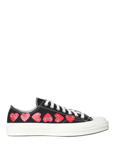 Comme Des Garçons Play Converse Multi Heart Low Top Sneakers Shoes In Black