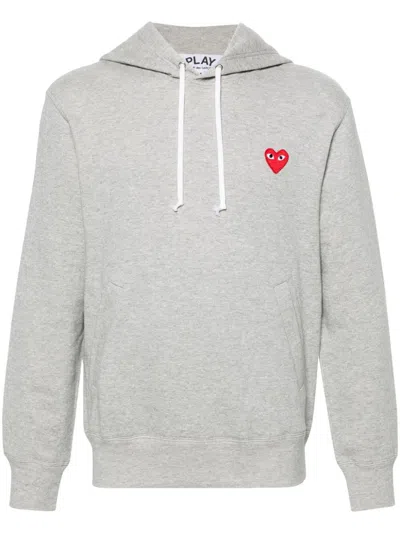 Comme Des Garçons Play Cotton Hoodie In Gray