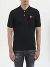 Comme Des Garçons Play Wool Heart Logo Polo Shirt In Black