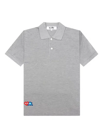Comme Des Garçons Play Cotton Polo Top In Gray