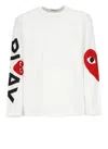 Comme Des Garçons Play Comme Des Garcons Play White And Red Logo Single Heart Long Sleeve T-shirt In White
